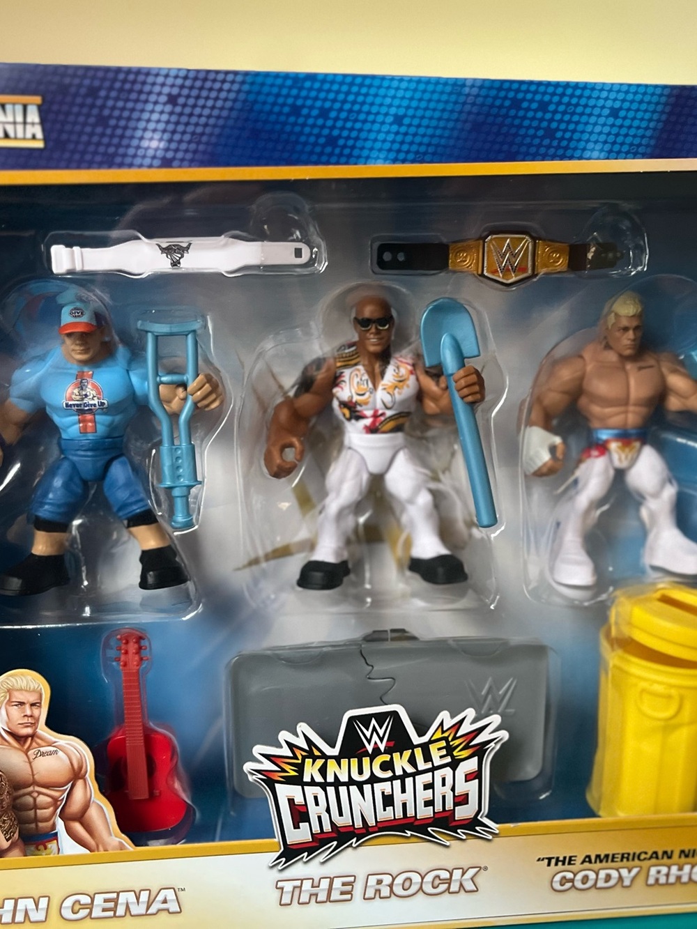 WWE Knuckle Crunchers 3-Figure Pack with Blue & White Accents